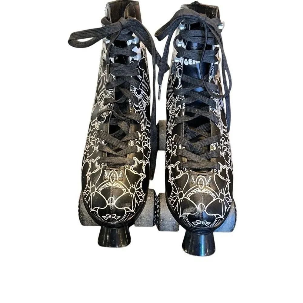 Skate Gear Cute Quad Roller Skates for Kids and Adults - Black sz womens 8
